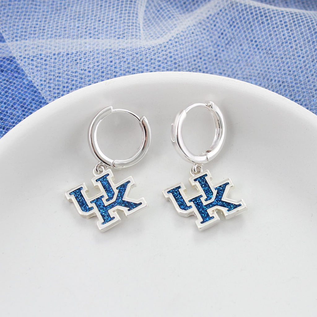 Kentucky Glitter Enamel Logo Huggie Hoop Earrings