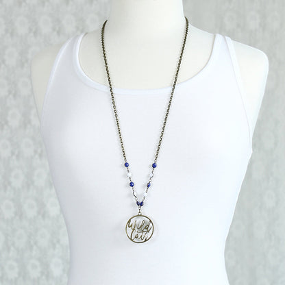 34” Kentucky Vintage Style Cutout Slogan Necklace
