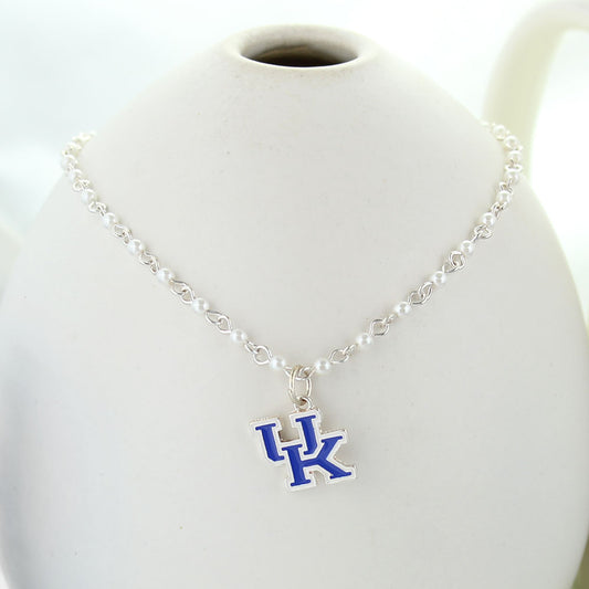 Kentucky Enamel Logo & Pearl Necklace