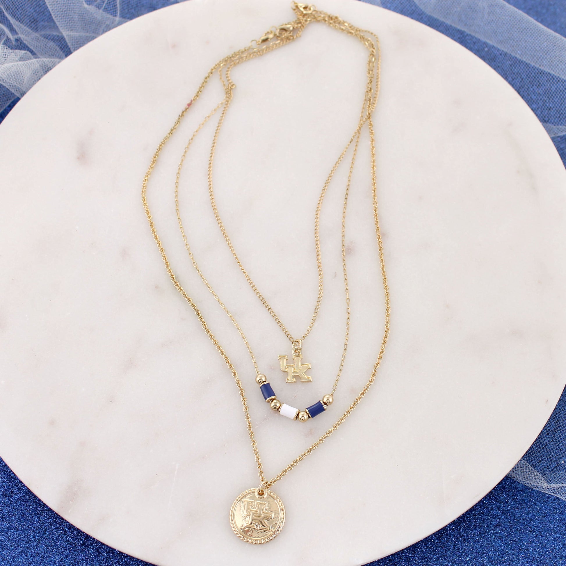 Kentucky Gold & Tube Bead Trio Necklace Set