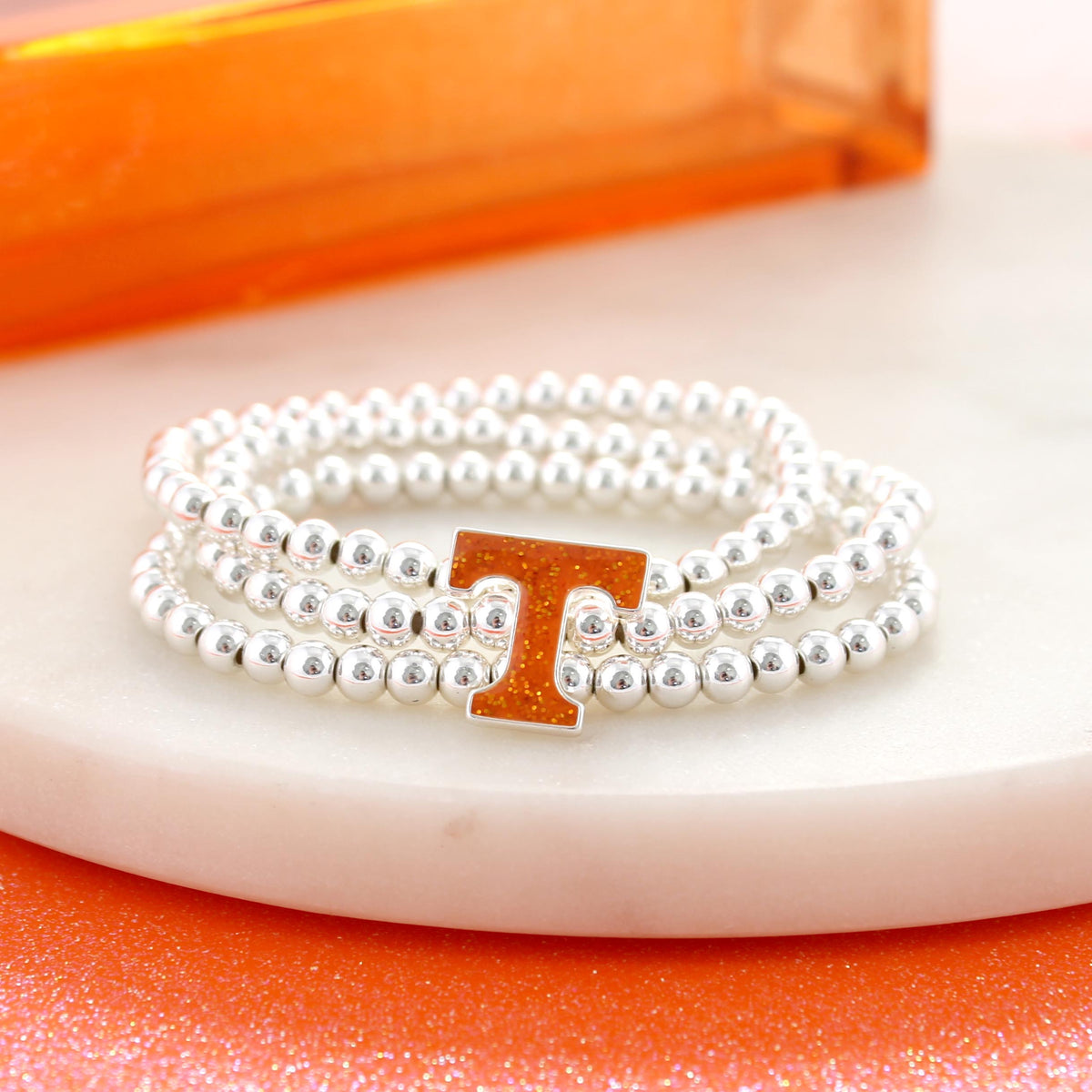 Tennessee Glitter Enamel Logo Stretch Bracelet Set
