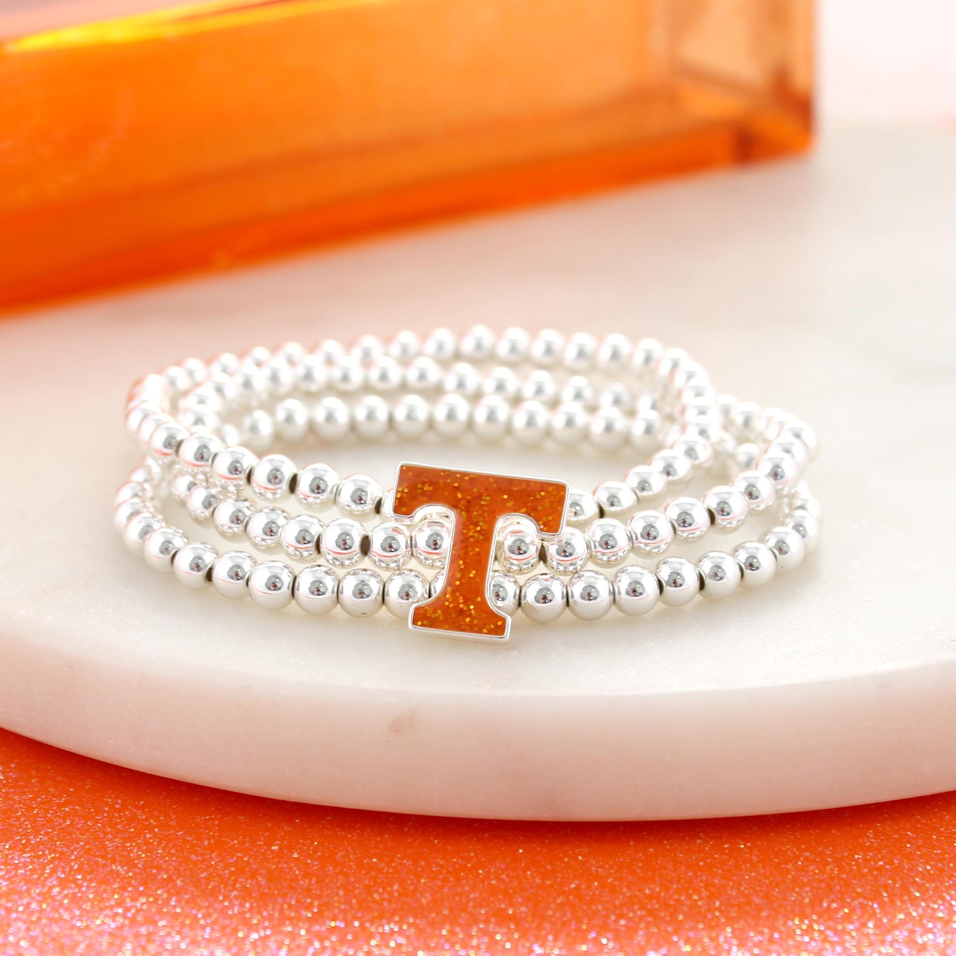 Tennessee Glitter Enamel Logo Stretch Bracelet Set