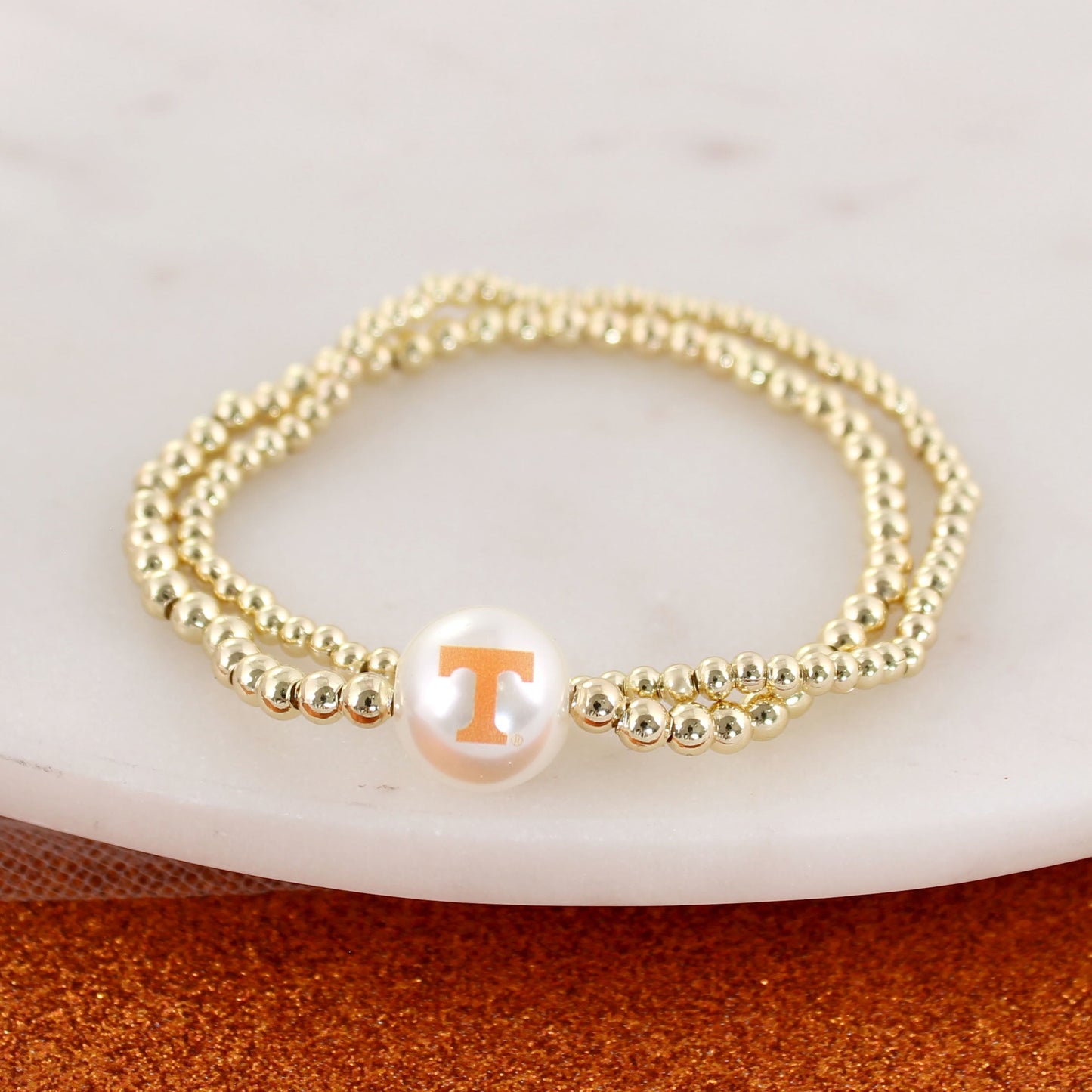 Tennessee Gold & Pearl Logo Stretch Bracelet Set