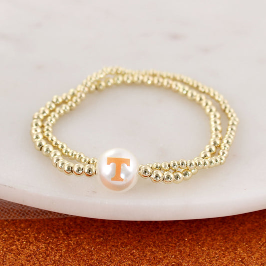 Tennessee Gold & Pearl Logo Stretch Bracelet Set