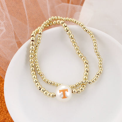 Tennessee Gold & Pearl Logo Stretch Bracelet Set