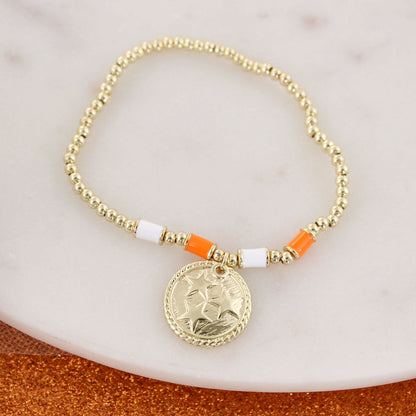 Tennessee Gold & Tube Bead Stretch Bracelet