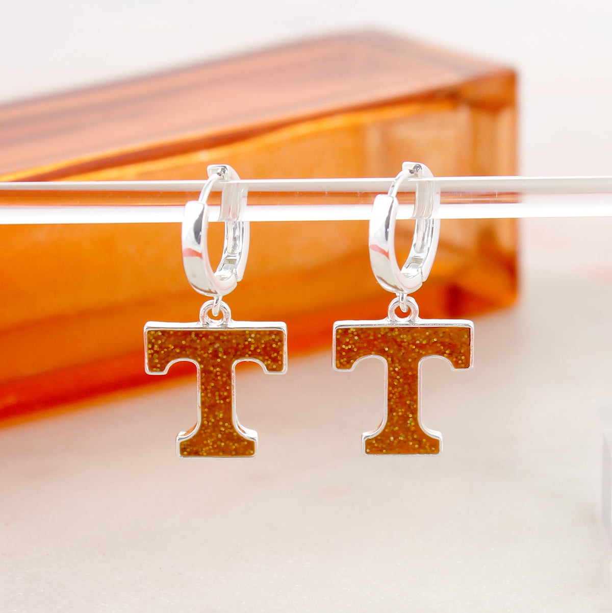 Tennessee Glitter Enamel Logo Huggie Hoop Earrings