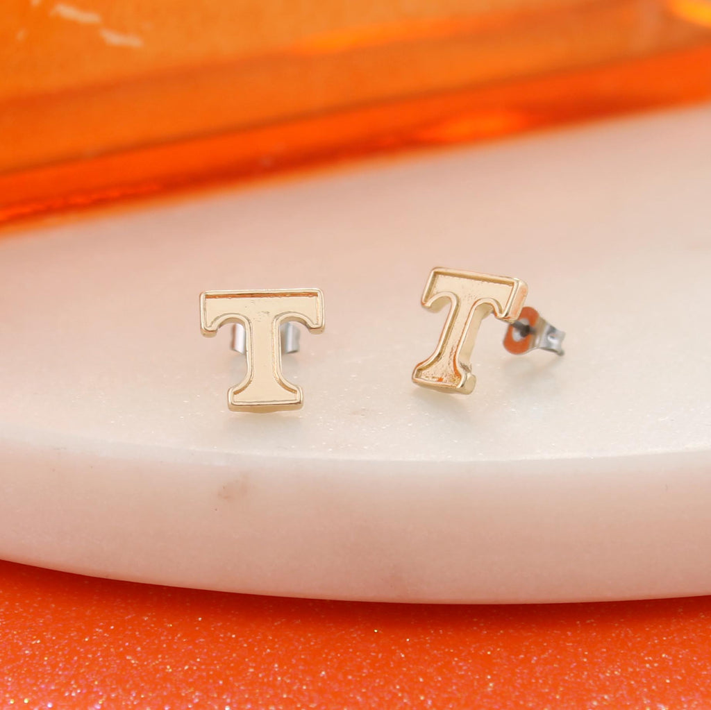Tennessee Shiny Gold Logo Stud Earrings