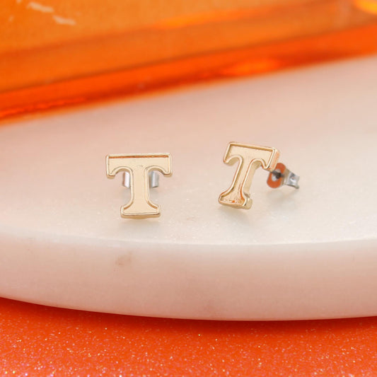 Tennessee Shiny Gold Logo Stud Earrings