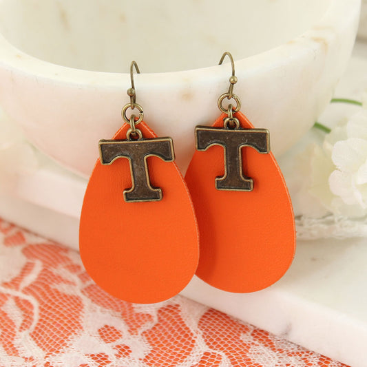 Tennessee Leather Teardrop Earrings