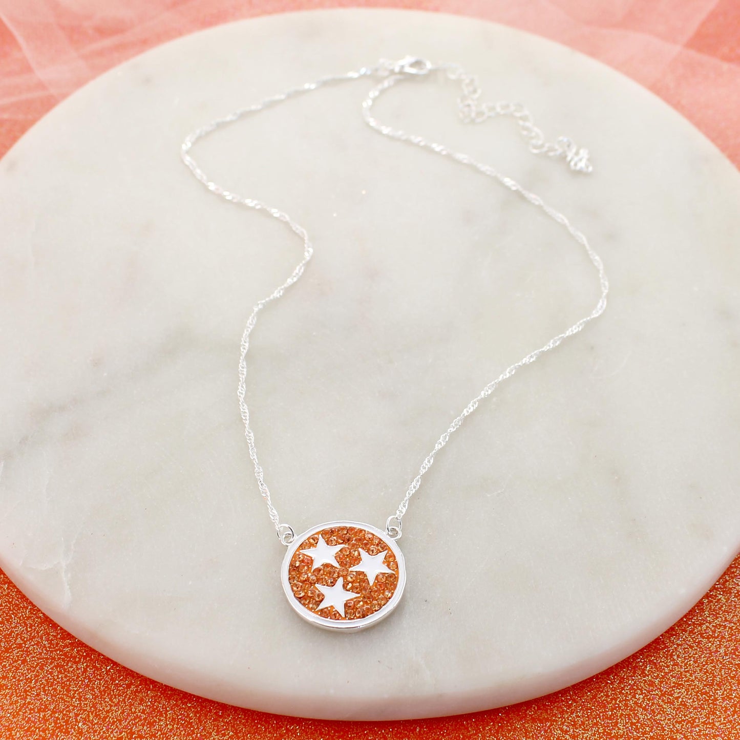Tennessee Tri-Star Crystal Logo Necklace