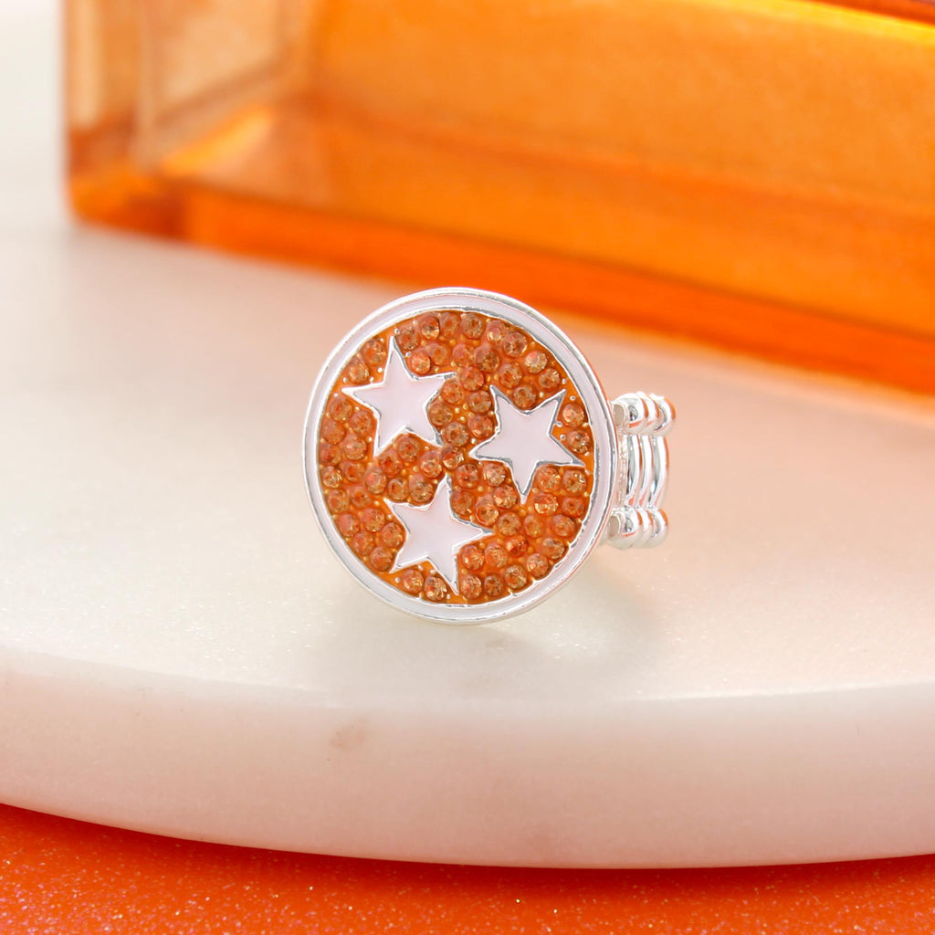 Tennessee Tri-Star Crystal Logo Stretch Ring