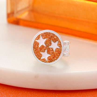 Tennessee Tri-Star Crystal Logo Stretch Ring