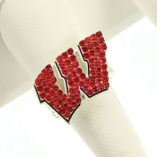 Wisconsin Rhinestone Crystal Stretch Ring