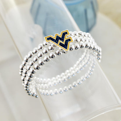 West Virginia Glitter Enamel Logo Stretch Bracelet Set