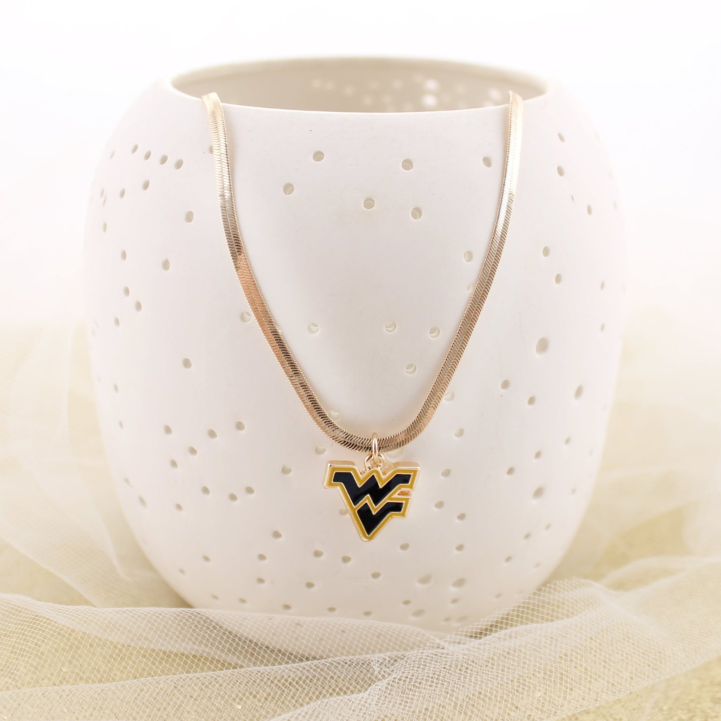 West Virginia Gold & Enamel Logo Necklace