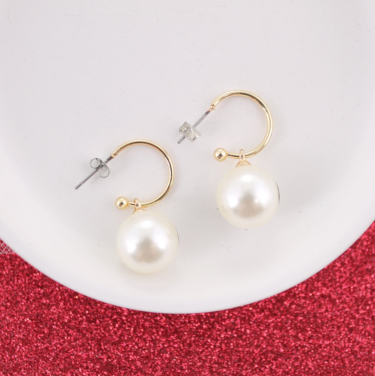 Ohio State Logo Pearl Hoop Earrings
