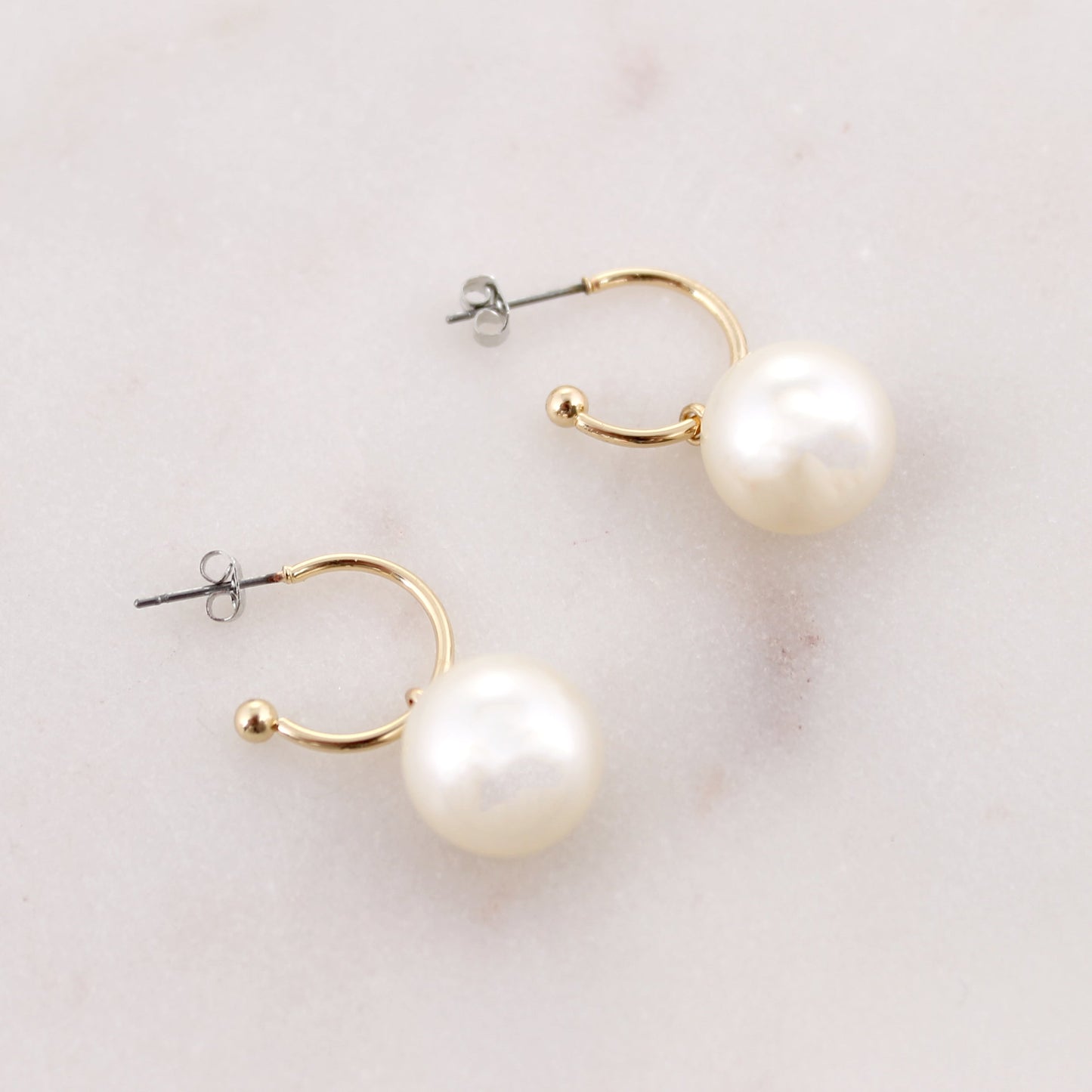 North Carolina Pearl Logo Hoop Earrings