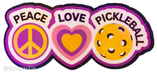 Peace, Love, Pickleball Sticker