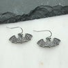 Gunmetal Bat Halloween Earrings