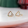 Christmas Candy Cane Heart Stud Earrings