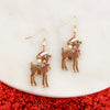 Glitter Reindeer Christmas Earrings