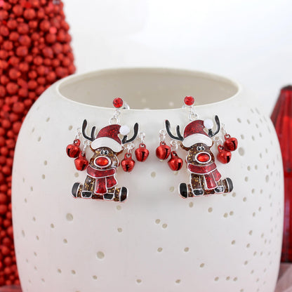 Jingle Bell Reindeer Christmas Earrings