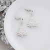 White Glitter Enamel Christmas Tree Earrings