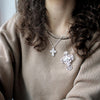 Silver Filigree & Pearl Cross Convertible Pin/Pendant