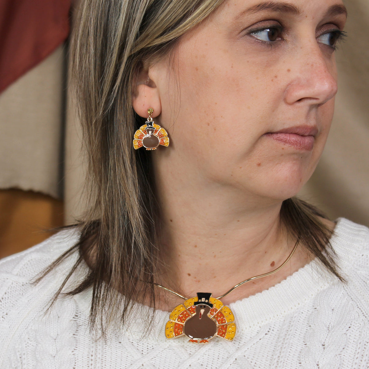 Candy Corn Turkey Convertible Pin/Pendant