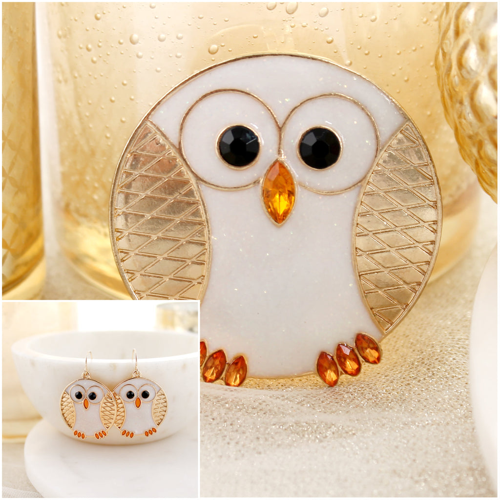 Gold Round Owl Gift Set