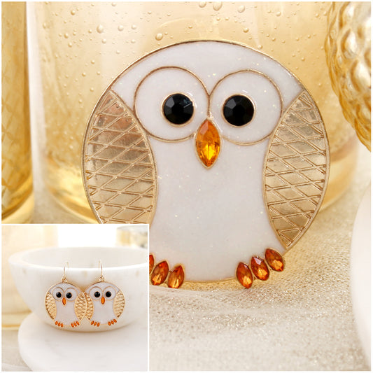 Gold Round Owl Gift Set