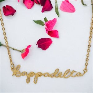 Kappa Delta Script Necklace - Fan Sparkle