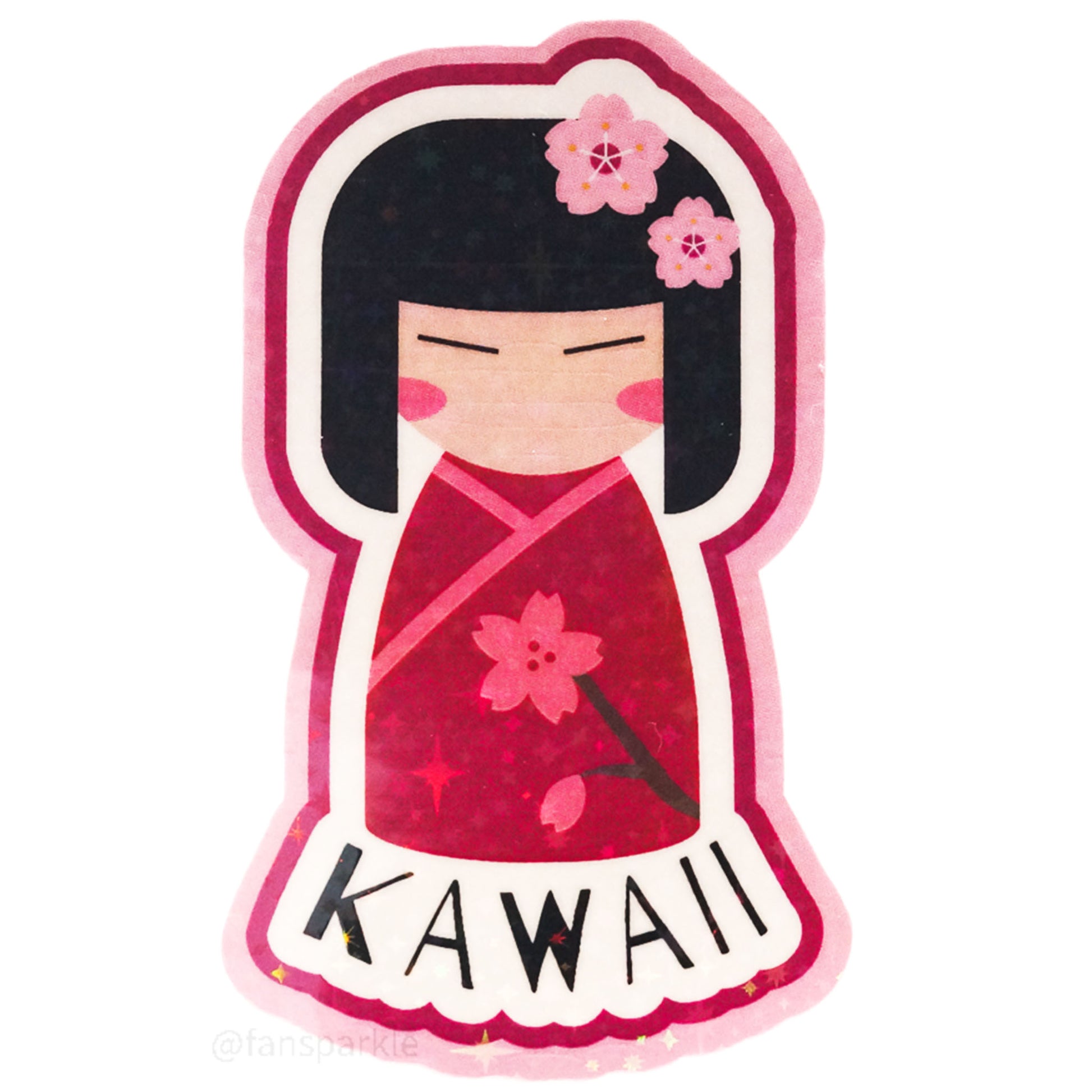 Kawaii Girl Sticker - Fan Sparkle