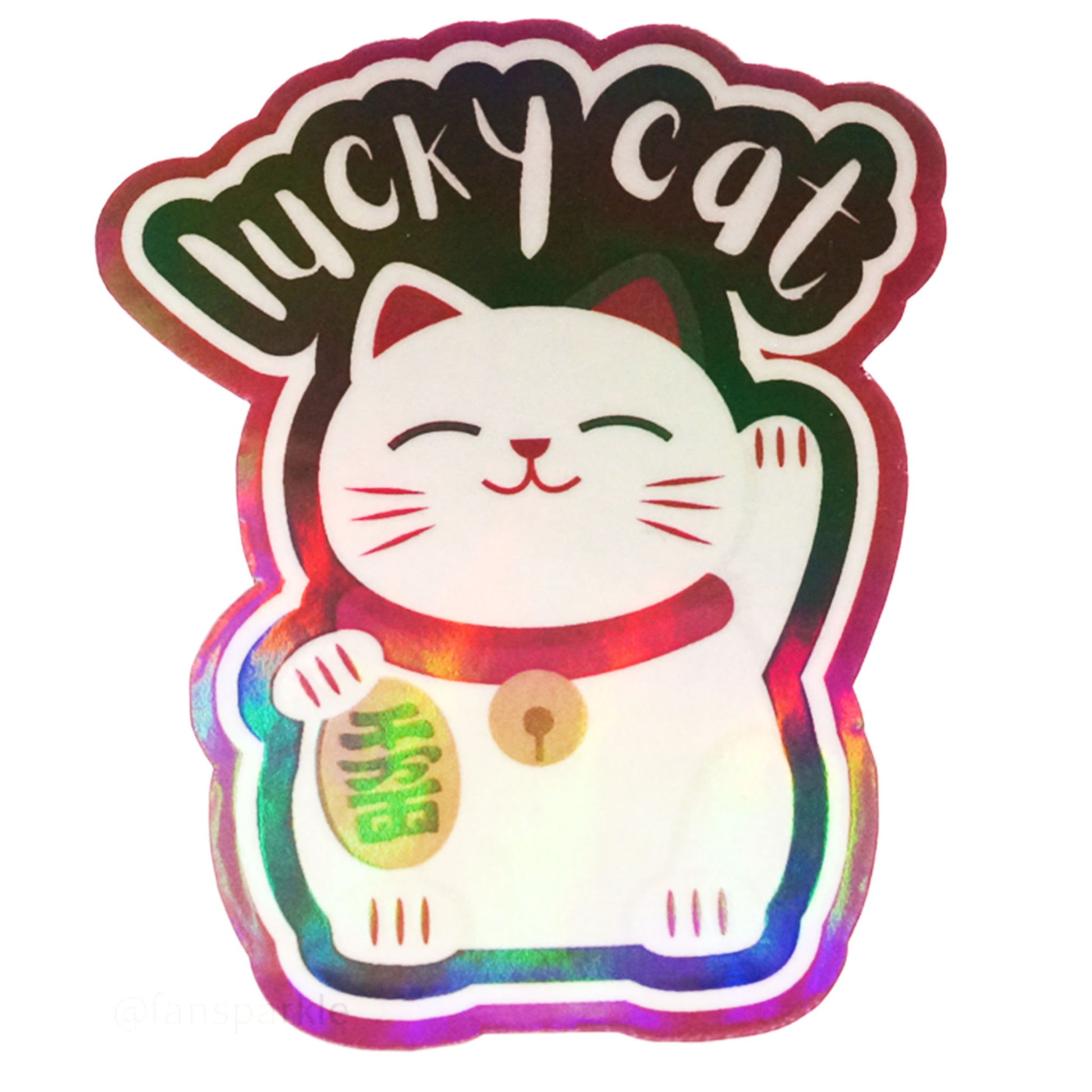Lucky Cat Sticker - Fan Sparkle