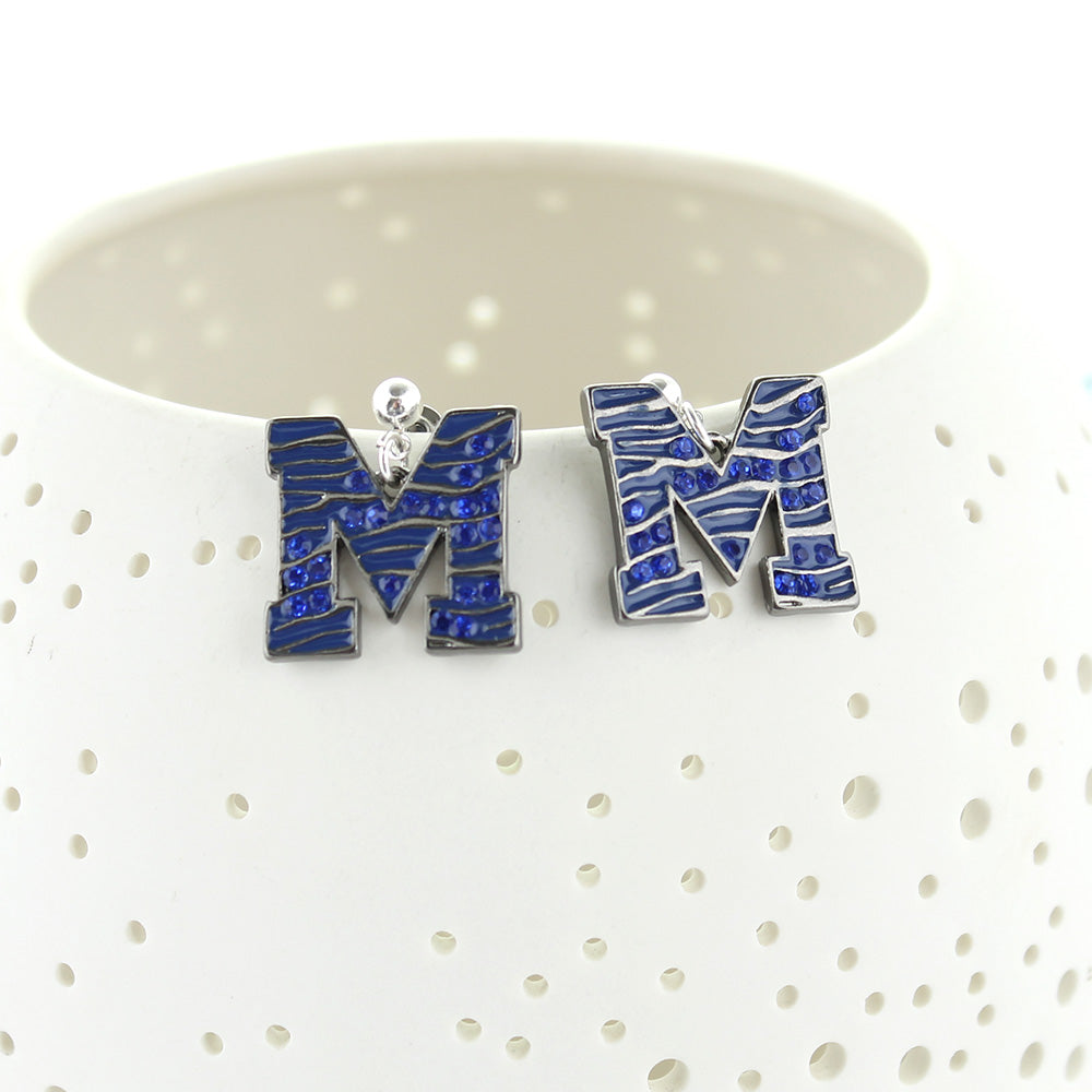 Memphis Enamel & Rhinestone Logo Earrings