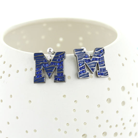 Memphis Enamel & Rhinestone Logo Earrings