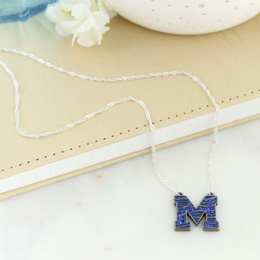 Memphis Enamel & Rhinestone Logo Necklace