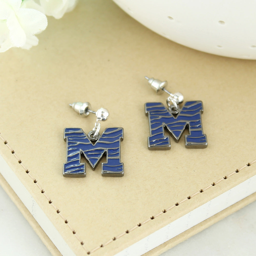 Memphis Enamel & Rhinestone Logo Earrings