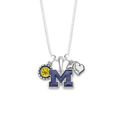 Michigan Multi Charm & Rhinestone Necklace - Fan Sparkle