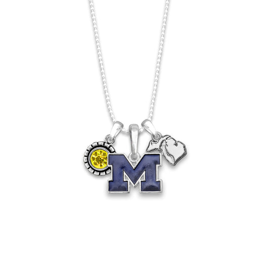 Michigan Multi Charm & Rhinestone Necklace - Fan Sparkle