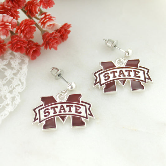 Mississippi State Enamel Logo Earrings - Fan Sparkle