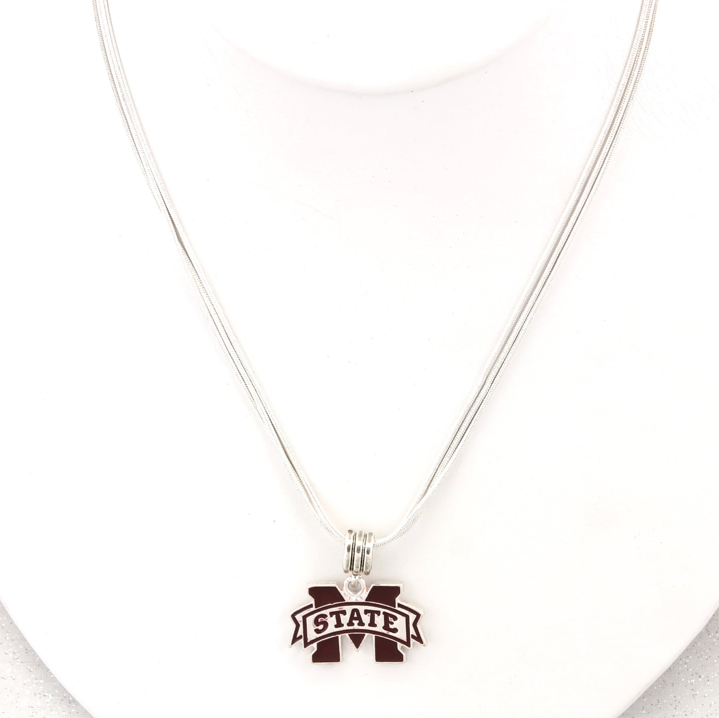 Mississippi State Enamel Logo Necklace - Fan Sparkle
