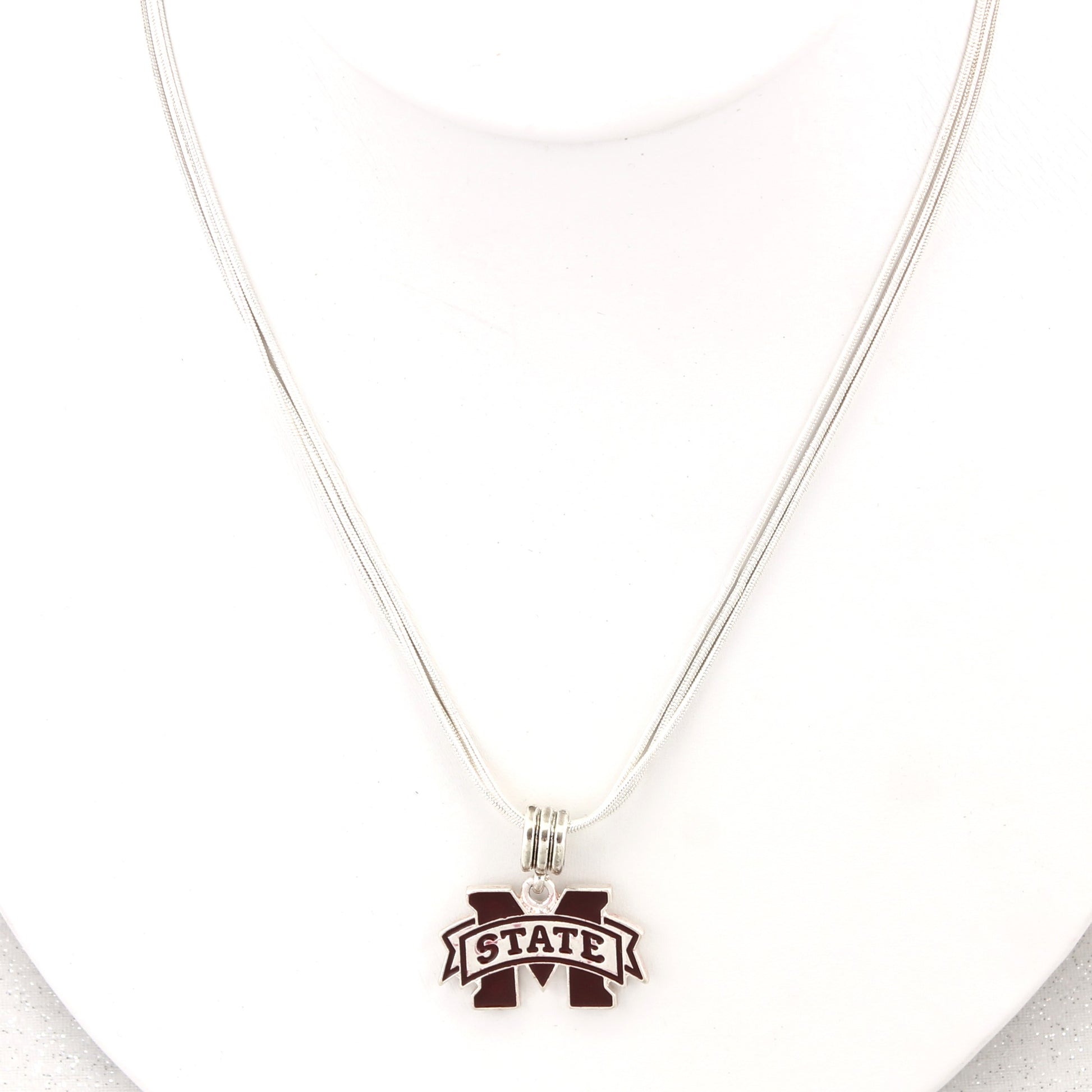 Mississippi State Enamel Logo Necklace - Fan Sparkle