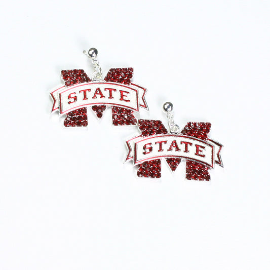 Mississippi State Crystal Logo Earrings - Fan Sparkle