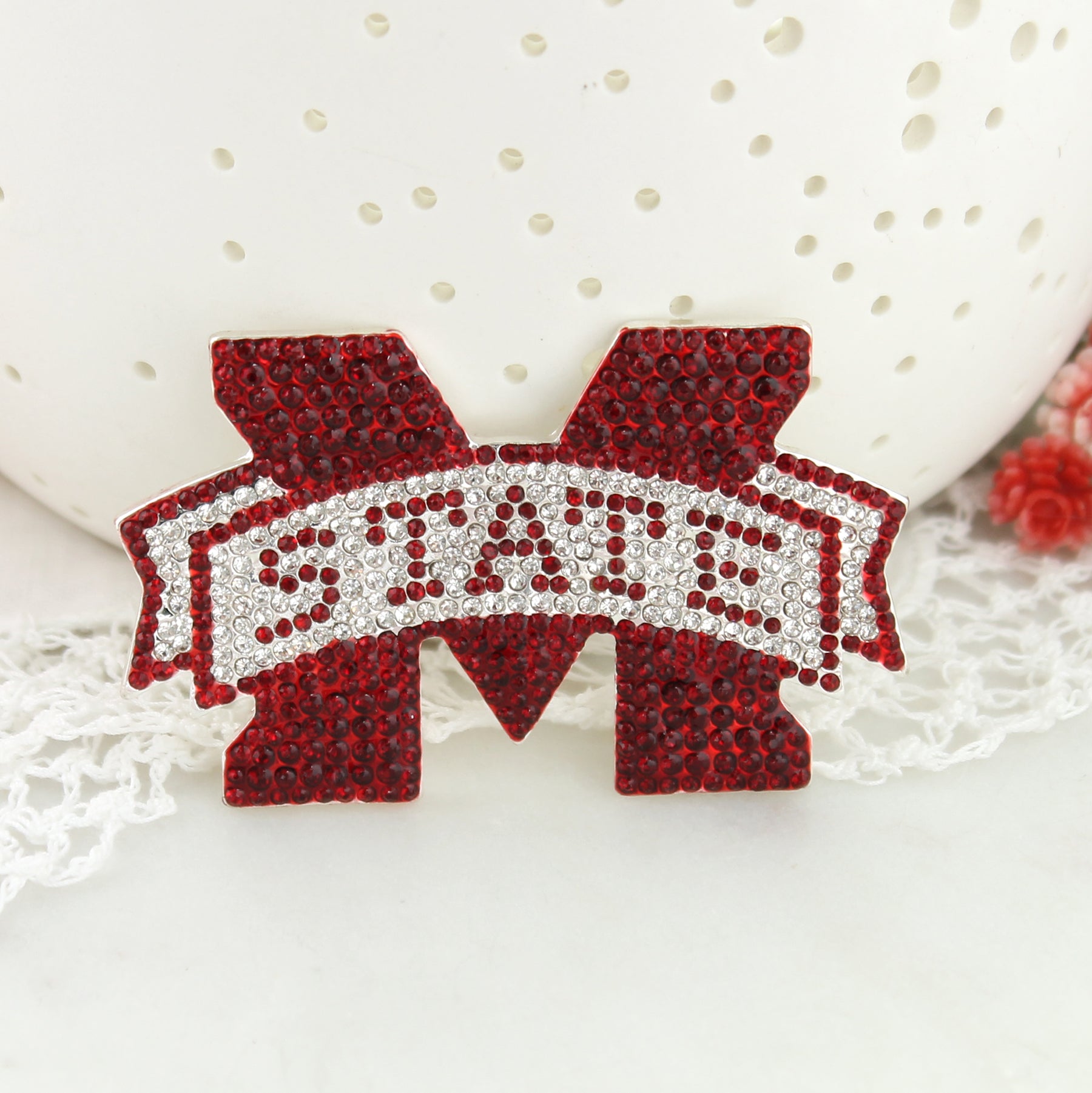 Mississippi State Rhinestone Crystal Pin - Fan Sparkle