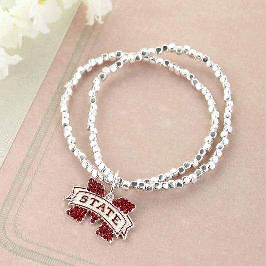 Mississippi State Crystal Logo Stretch Bracelet - Fan Sparkle