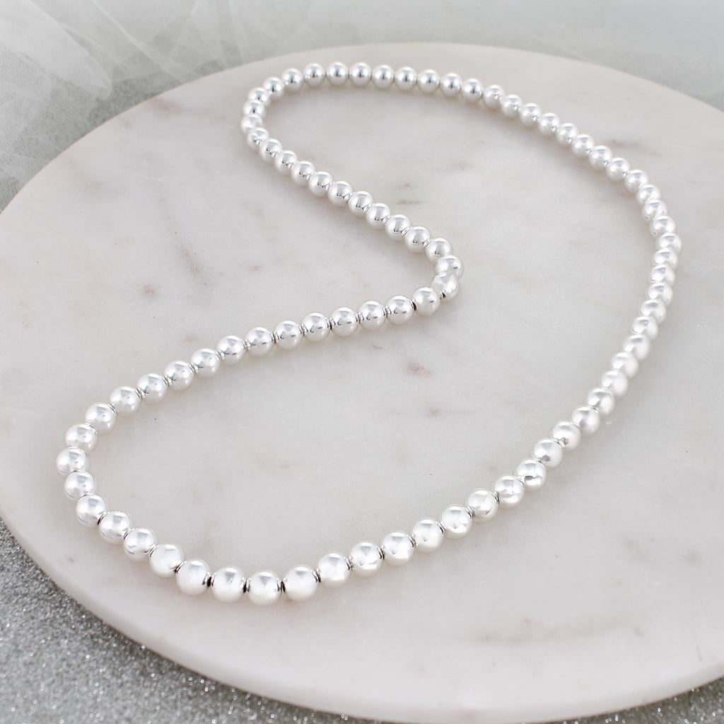 24" Silver Bead Stretch Necklace