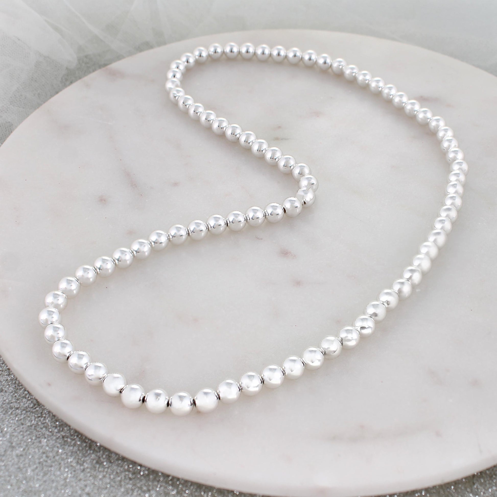 24" Silver Bead Stretch Necklace