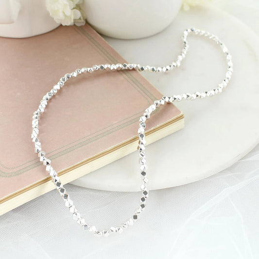 24" Inch Silvery Stretch Necklace
